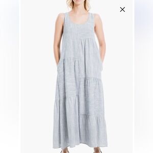 Max Studio Sleeveless Striped Maxi Dress in Blue and White. Size XL